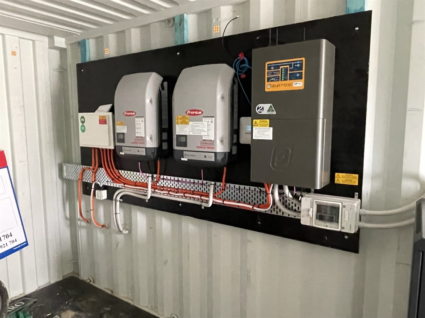 Off-grid Fronius and Selectronic switchboard fit-out in a container install